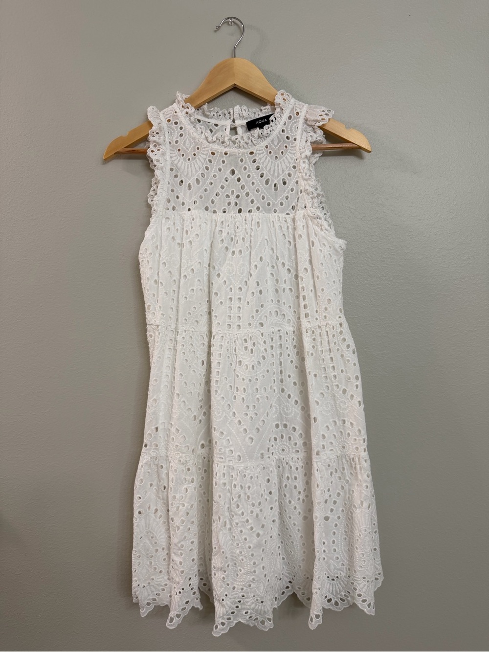 AQUA Eyelet Sleeveless Mini Dress